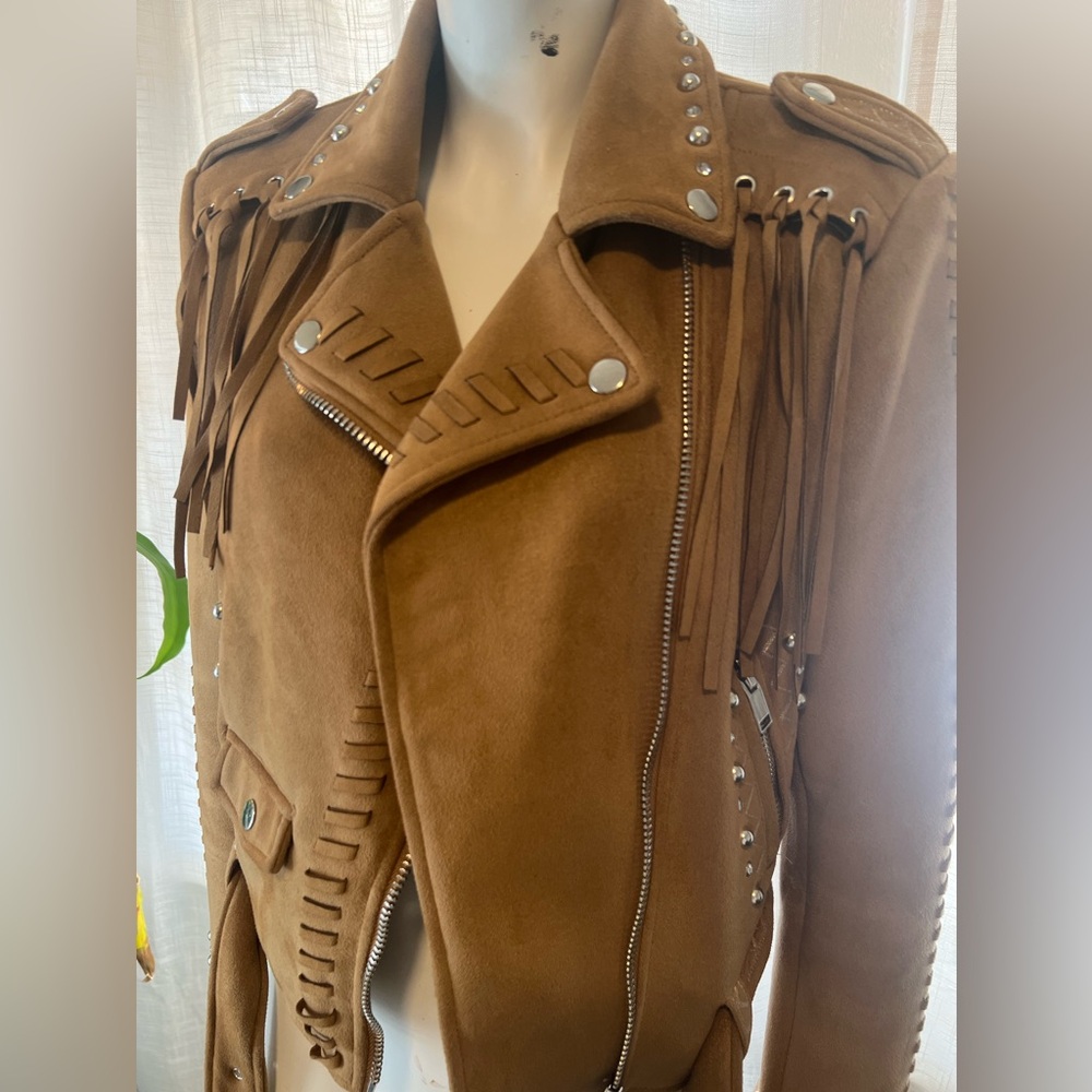 Faux suede western/moto style jacket, heavy weight, Small